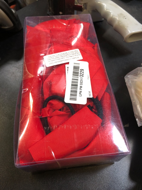 Photo 1 of 16PCS 8" Large Cheer Hair Bows Ponytail Holder Elastic Band Handmade for Cheerleading Teen Girls College Sports (Red, 16 Count (Pack of 1))
