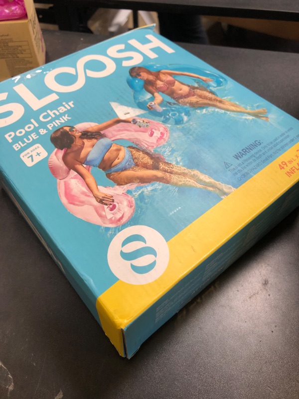 Photo 1 of SLOOSH Inflatable Pool Floats Adult,2 Pack Pool Chairs with Cup Holders,Pure Blow up Floats Chair,Hammock Noodle Mat for Relaxing Summer Water Fun Swimming Party Beach,Blue,Pink