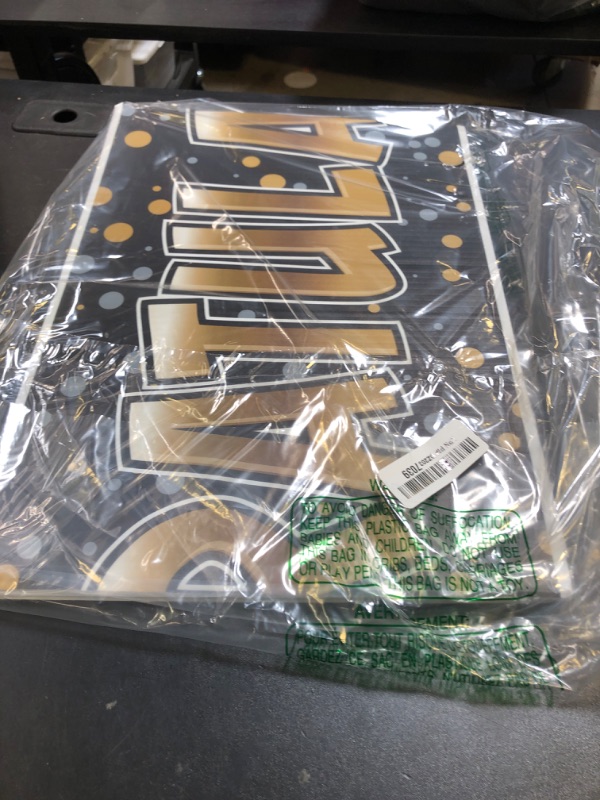 Photo 1 of Beistle Plastic Jumbo Congratulations Yard Sign with Metal Stakes 11.75" x 47", Black/Gold/Silver