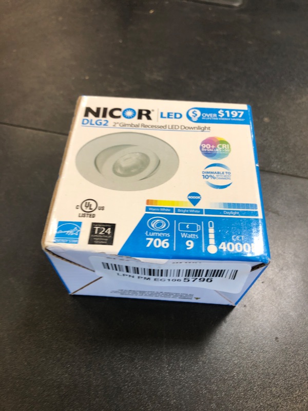 Photo 1 of NICOR Lighting DLG2-10-120-4K-WH Adjustable Downlight, White