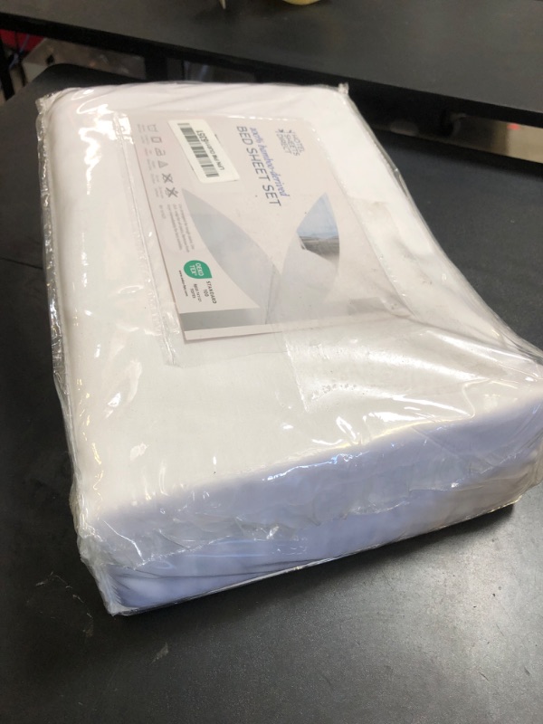 Photo 1 of Hotel Sheets Direct 4 Piece Bed Sheet Set King Size, 100% Viscose Derived from Bamboo Sheets Set with 2 Pillowcases, Cooling & Breathable Luxury Bedding, Moisture-Wicking & Silky Soft Texture, White