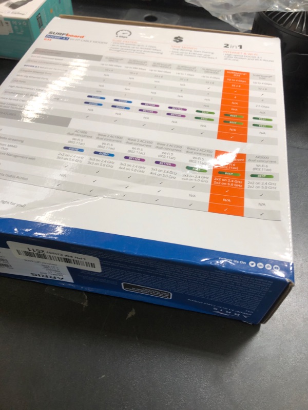 Photo 1 of ARRIS (G34) - Cable Modem Router Combo - Fast DOCSIS 3.1 Gigabit WiFi 6 (AX3000), Approved for Comcast Xfinity, Cox, Spectrum & More, 1 Gbps Max Internet Speeds