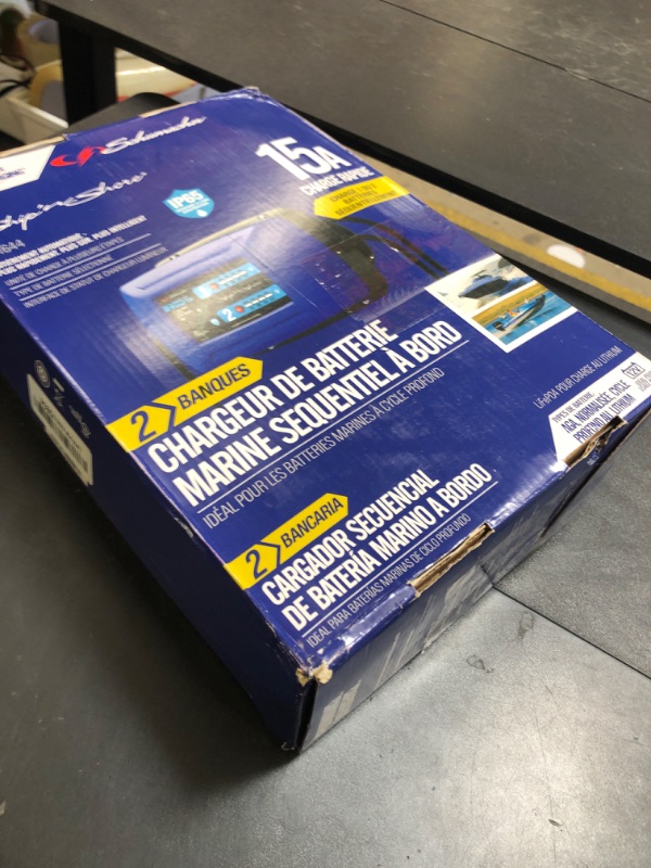 Photo 1 of Schumacher Electric Ship 'n Shore Two-Bank On-Board Marine Battery Charger, SC1644, Fully Automatic, Sequential Charging, 15 Amps, 12 Volt, for Lithium, Standard, AGM, and Deep-Cycle Batteries