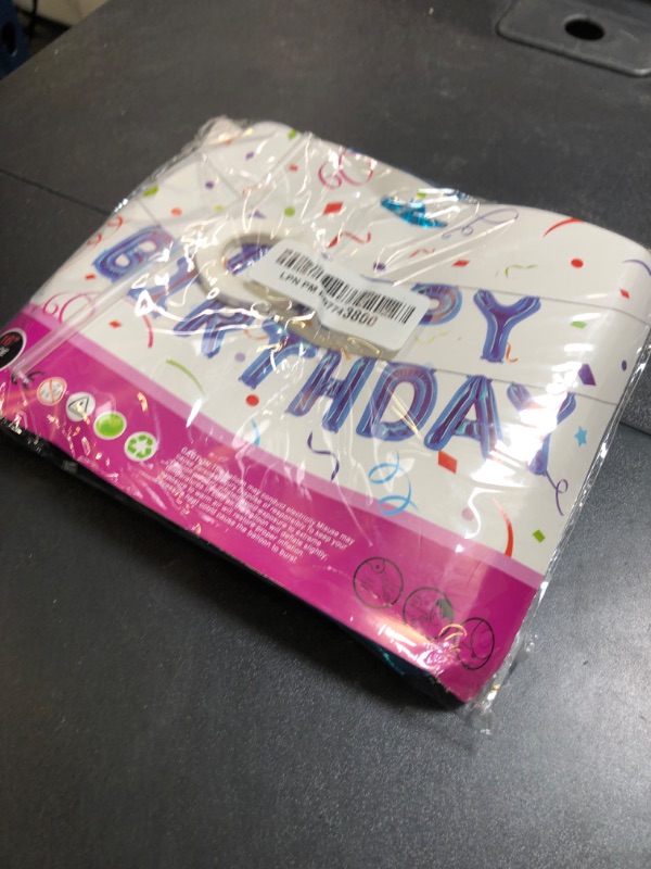 Photo 1 of TONIFUL Happy Birthday Balloons with Ribbon Straw, 16 Inch Mylar Letters Birthday Sign Banner Bunting Reusable for Girls Boys Kids & Adults Party Decorations Supplies?Yellow Blue?