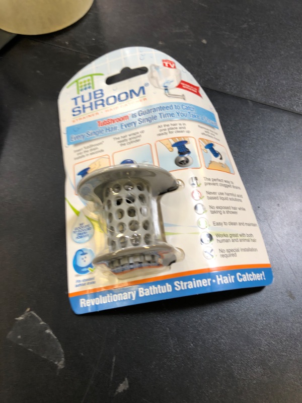 Photo 1 of TubShroom Tub Hair Catcher Protector, Fits 1.5" - 1.75" Drain, Gray