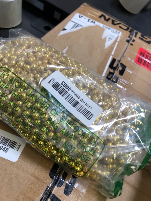 Photo 1 of 24 PCS Gold Mardi Gras Beads, Gold Christmas Necklaces, Gold Bead Necklaces, 33'' 7 mm Metallic Gold Party Beads Necklaces Bulk for Mardi Gras, Christmas, New Year's Day, Carnival Party Favors