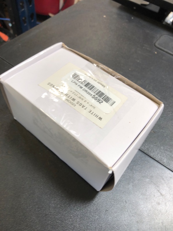 Photo 1 of White Shipping Tags with String - 4 3/4" x 2 3/8" - Box of 100 Hang Tags with String Attached and Reinforced Hole, Paper Blank Tags, Large Tags with String for Any Occasion