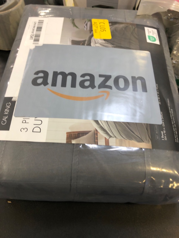 Photo 1 of Comfort Spaces Grey Cal King Size Duvet Cover Set - 3-pc Pintuck Pleated Duvet Cover, All Season Lightweight, Extra Softness Pre-Washed Microfiber Bed Cover Shams