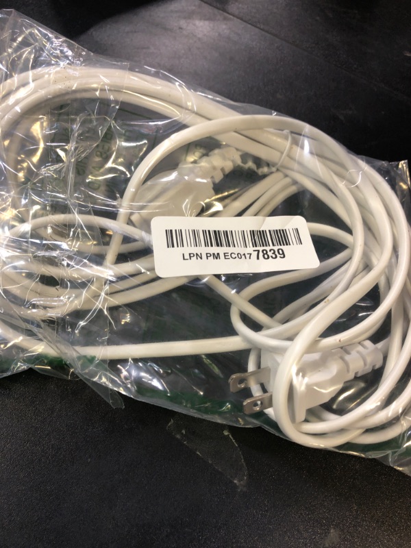 Photo 1 of Jplenty 15FT White Thin Extension Cord 2 Prong Extension Cord for Indoor Use Outdoor Use with Single Outlet - Ideal for Holiday Lights, Lamps, Cameras, Appliance (1 Pack)