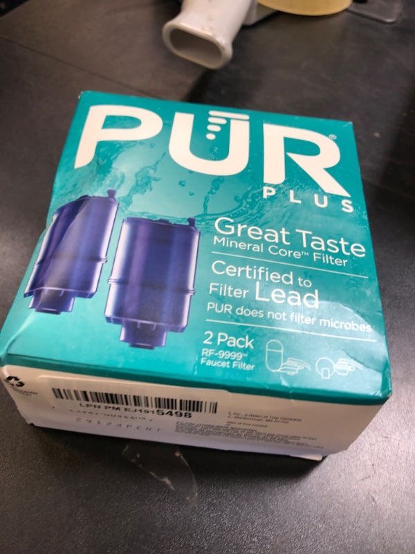 Photo 1 of PUR PLUS Faucet Mount Replacement Filter 2-Pack, Genuine PUR Filter, 3-in-1 Powerful, Natural Mineral Filtration, Lead Removal, 6-Month Value, Blue (RF99992)