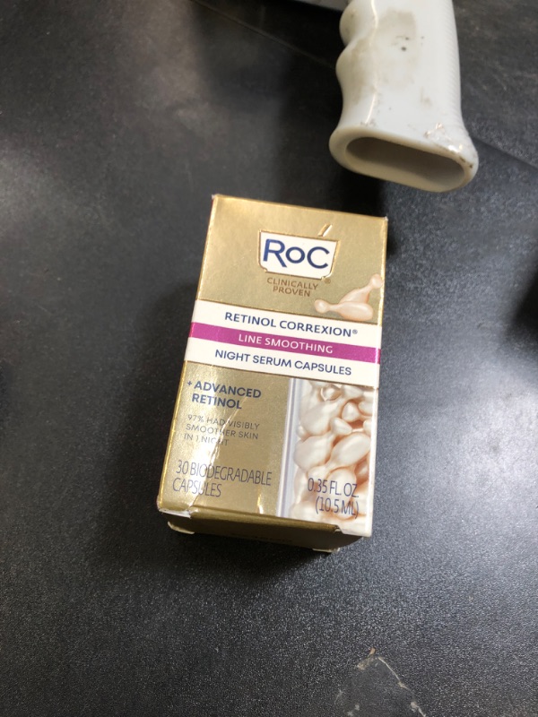 Photo 1 of RoC Retinol Correxion Anti-Aging Wrinkle Night Serum, Daily Line Smoothing Skin Care Treatment for Fine Lines, Post-Acne Scars, 30 Individual Capsules, Unscented, 0.35 Fl Oz