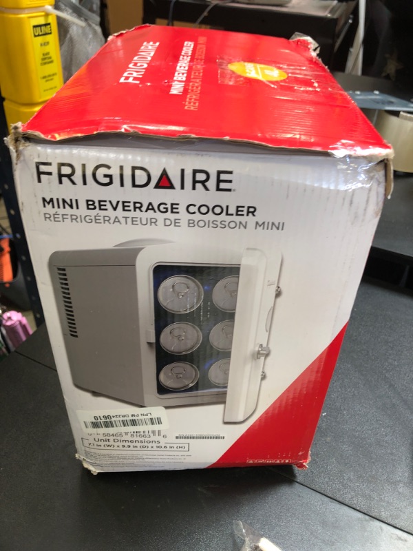 Photo 1 of Frigidaire EFMIS129-WHITE, Mini Portable Fridge, 4 Litres Capacity, Chills Six 12oz Cans, 100% Freon-Free & Eco Friendly, Beverage Cooler- White