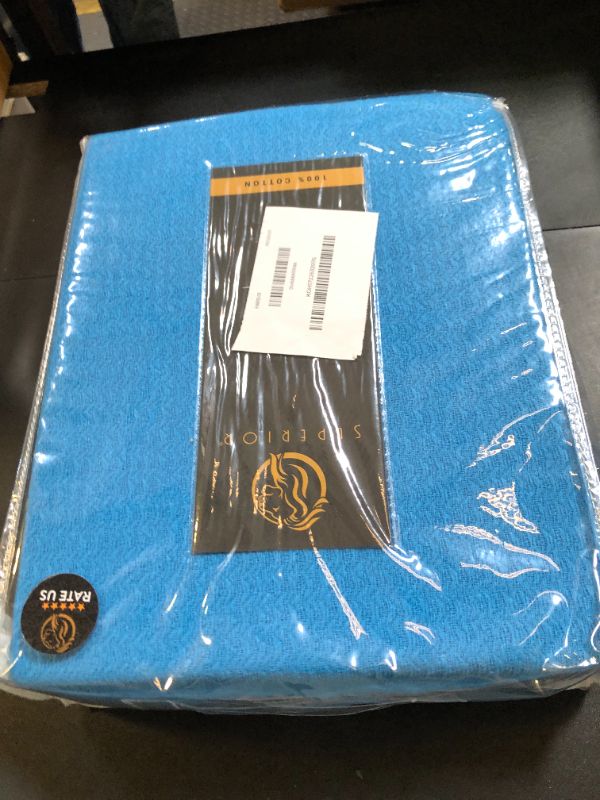 Photo 1 of Superior Waffle Weave Cotton Blanket, for Picnic, Beach, Traveling or Camping, Comfy Blanket, Bedroom Decor, Essentials, Cover for Bed, Couch, Lounging, Honeycomb Knit, Full/Queen, Azure