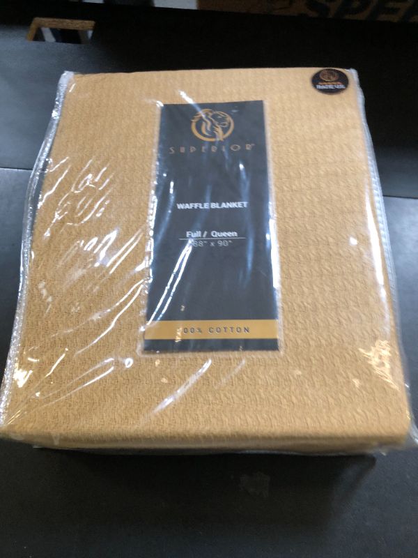 Photo 1 of Superior Waffle Weave Cotton Blanket, for Picnic, Beach, Traveling or Camping, Comfy Blanket, Bedroom Decor, Essentials, Cover for Bed, Couch, Lounging, Honeycomb Knit, Full/Queen, Sahara