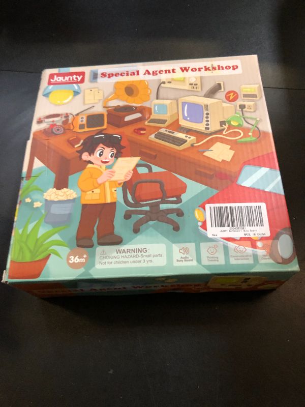 Photo 1 of JAUNTY Montessori Wooden Busy Board for Toddlers 1 2 3 Years Old, Wooden Sensory Toddler Toys with LED Light Switches, TV Radio Telegram and Car Driving, Travel Toys Birthday for Boys Girls