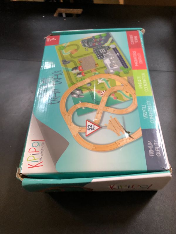 Photo 1 of KipiPol Wooden Train Tracks Set - 52 pcs+Bonus Railroad Map –Compatible W All Major Wooden Railway Toy Brands Including: Thomas The Train Track Set, Brio Train, Melissa and Doug Train Set for Kids 3+