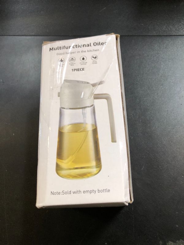 Photo 1 of 2 in 1 Oil Dispenser and Oil Sprayer, 470ml Dispenser Bottle Spray and Pour, Glass Olive Oil Sprayer for Cooking, Food-Grade Oil Spray Bottle Mister Spritzer for BBQ, Air Fryer, Kitchen (Black)