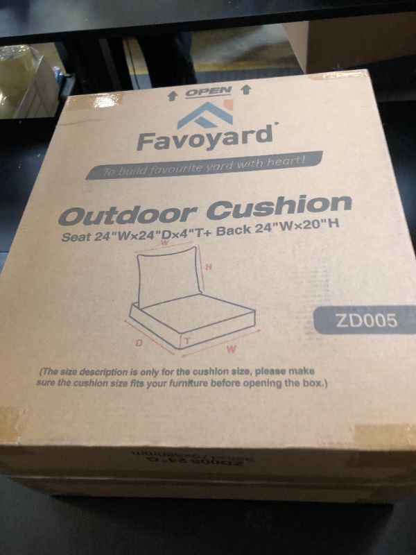 Photo 1 of Favoyard Outdoor Seat Cushion Set 24 x 24 Inch Waterproof & Fade Resistant Patio Furniture Cushions with Removable Cover, Handle and Adjustable Straps for Chair Sofa Couch