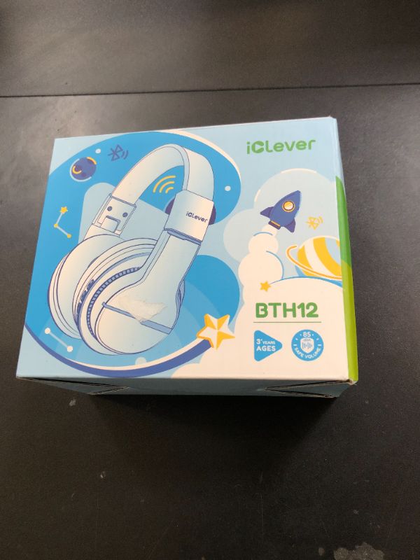 Photo 1 of iClever BTH12 Kids Bluetooth Headphones,Colorful LED Lights Kids Headphones Wireless,74/85dBA Safe Volume,85H Playtime,Fast Charging,Bluetooth 5.2,Over Ear,Built-in Mic for iPad/Tablet/Airplane,Blue