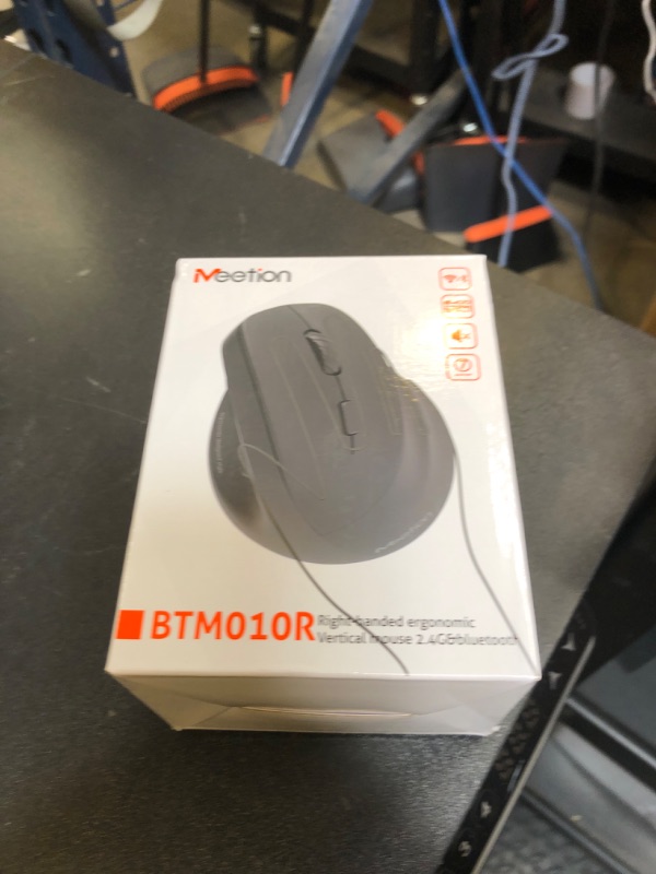 Photo 1 of MEETION Ergonomic Mouse, Wireless Vertical Mouse RGB Backlit Rechargeable Mice for Bluetooth(5.2 + 3.0) & USB-A with USB-C Adapter 4 Adjustable DPI for Mac/Windows/Andriod/PC/Tablet/iPad Black