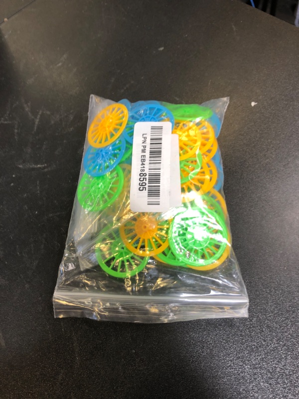 Photo 1 of Delinx 60PCS Plastic Project Wheels with 2 mm Hole and 30 PCs Shaft Rods,100 mm Round Rod Axles for Science Engineering Car STEM Projects RC Truck Boat Helicopter Model