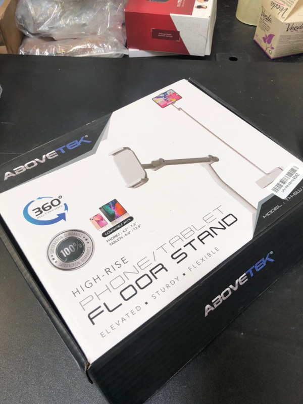 Photo 1 of AboveTEK Tablet Floor Stand,Stylish Adjustable Height iPad Floor Stand with Stable Base,Aluminum 360° Rotation Holder for Sofa Bed,Fits 4.7-13.5"iPad Pro 12.9/Air/Mini,Galaxy Tab,iPhone, Kindle(White)