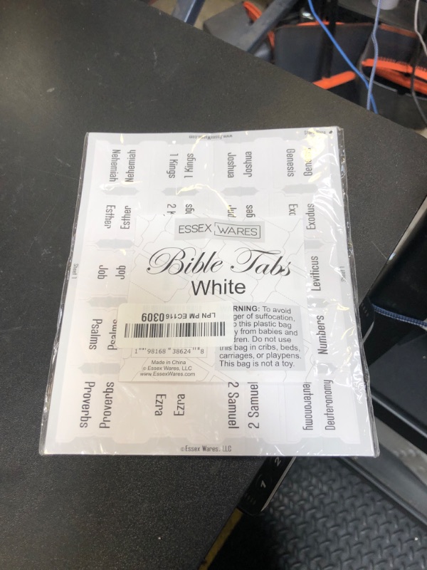 Photo 1 of EssexWares – White Solid Color Bible Tabs for Old and New Testament, 80 Large Print Tabs for Bible Study, Water-Resistant and Durable Bible Index Tabs for Women and Men - 1.7" Wide