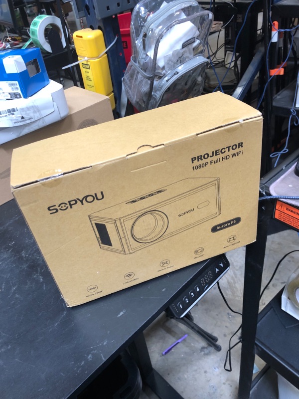 Photo 1 of [Electric Focus/Auto Keystone] Projector with WiFi and Bluetooth, 650 ANSI Native 1080P 4K Support Outdoor Movie Projectors Max 450" Display, SOPYOU Home Theater Projector for iOS/Android/TV Stick