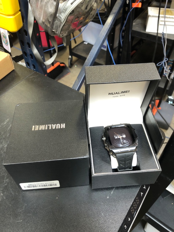 Photo 1 of Luxury Apple Watch Ultra 2 Case 49mm 316L Stainless Steel with Fluoroelastomer Band, Men's Protective iWatch Ultra Cover, Not Yellowing Clear Case 49mm for Apple Watch Ultra 2/ Ultra (Black) (ONLY CASE!)