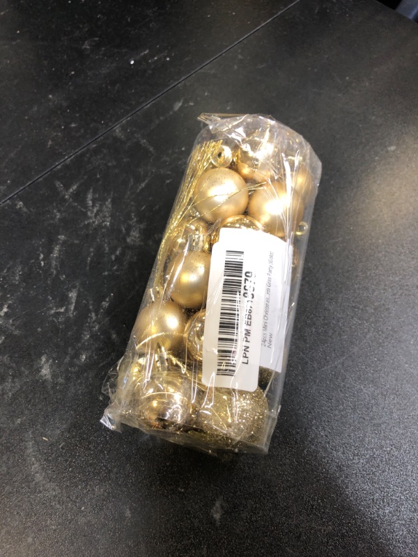 Photo 1 of 24pcs Mini Christmas Balls Ornaments, Shatterproof Christmas Hanging Balls for Xmas Tree, Holiday, Wedding, Mardi Gras Party (Gold)
