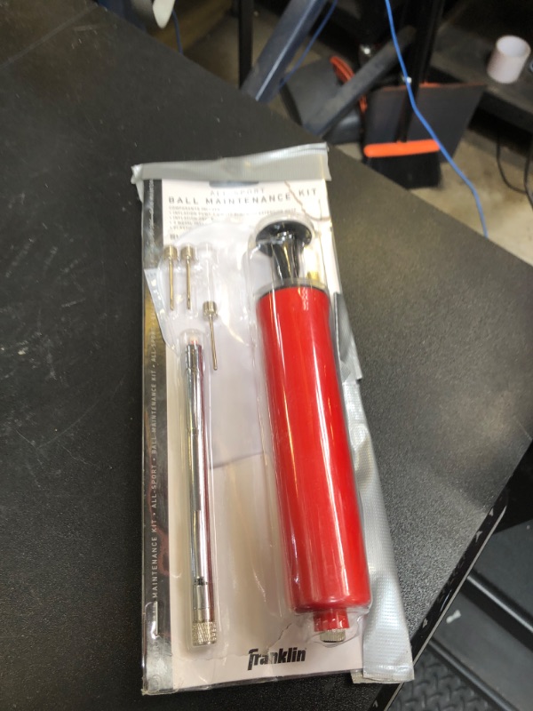 Photo 1 of Franklin Sports Ball Pump Kit -7.4" - Perfect for Basketballs, Soccer Balls and More - Complete Hand Pump Kit with Needles, Flexible Hose, Air Pressure Gauge and Carry Bag