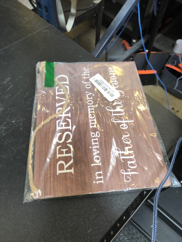 Photo 1 of Ryeolo Reserved Row Signs for Wedding, This Row is Reserved Wood Hanging Signs, Reserved Seating Signs, Wedding Reserved Signs for Chairs, 10.2x7.8 Inches (Father of the groom)