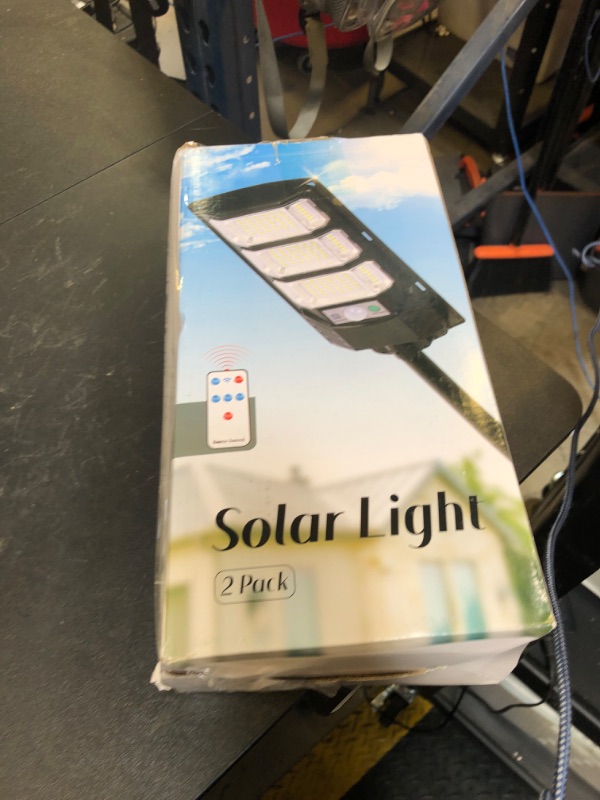 Photo 1 of Solar Lights Outdoor Waterproof, 6500K Solaroutdoor Street Light Outdoor, LED Solar Flood Light Dusk to Dawn with Motion Sensor and Remote, Solars Security Lights for Parking Lot, Yard 2 Pack