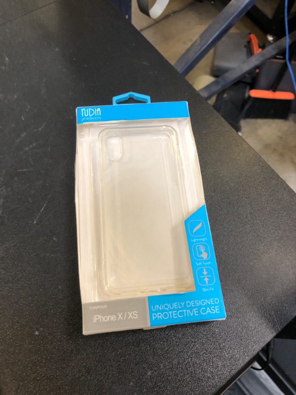 Photo 1 of TUDIA Ultra Thin TPU Clear Case Compatible with iPhone X Case (2017) / iPhone Xs Case (2018), Lightweight Shockproof Ultra Slim Clear TPU Transparent Protective Cover