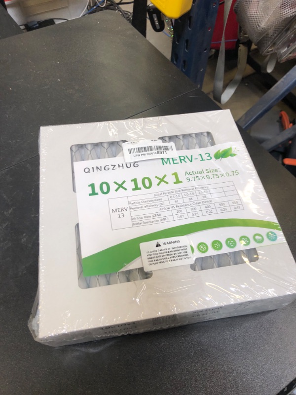 Photo 1 of Qingzhug 10x10x1 MERV 13 (3-Pack) Pleated Air Filter (Actual Size: 9.75"x9.75"x0.75") MPR 1900 & FPR 10, Furnace Air Filters