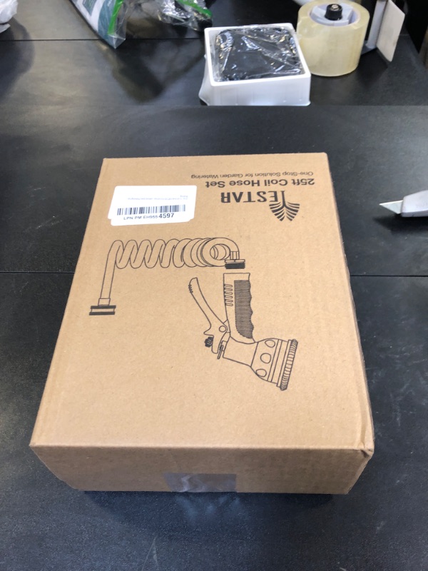 Photo 1 of Coil Hose 25FT EVA Coil Garden Hose With 3/4'' Brass Connector Coiled Water Hose Lightweight And No Kink Includes 7 Patterns Spray Nozzle For Outdoors Lawn Watering Car Washing