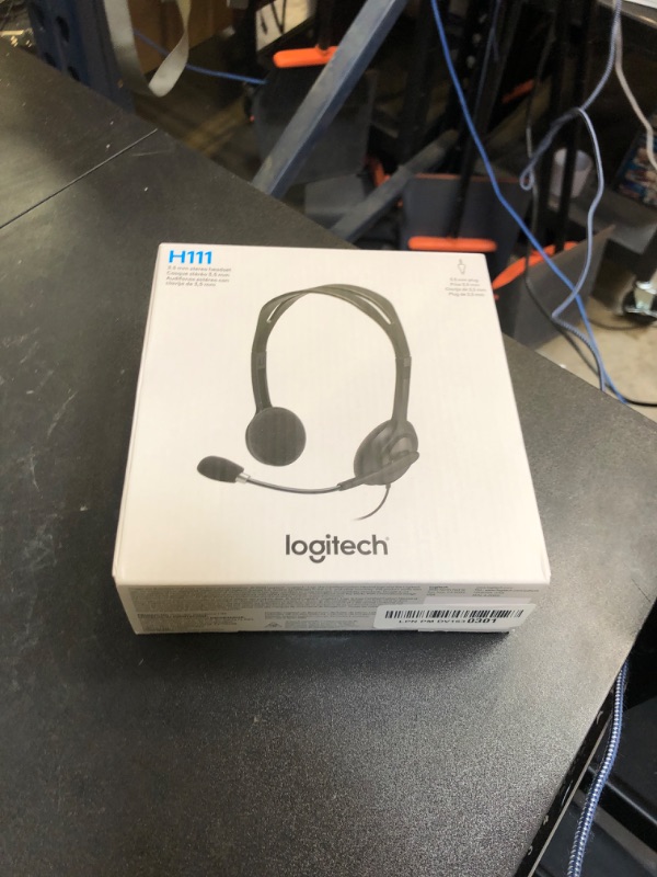 Photo 1 of Logitech H111 Wired Headset, Stereo Headphones with Noise-Cancelling Microphone, 3.5 mm Audio Jack, PC/Mac/Laptop/Smartphone/Tablet - Black