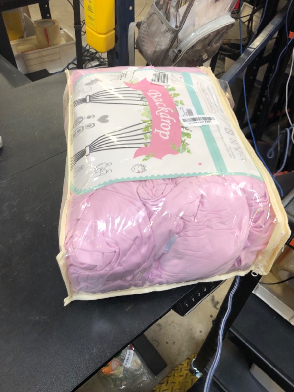 Photo 1 of 8 Panels 5ftx12ft Wrinkle Free Pink Backdrop Curtain for Parties, Silky Polyester Photo Backdrop Drapes 12 ft Long Back Drop Cloth for Wedding Birthday Photography Background Curtains