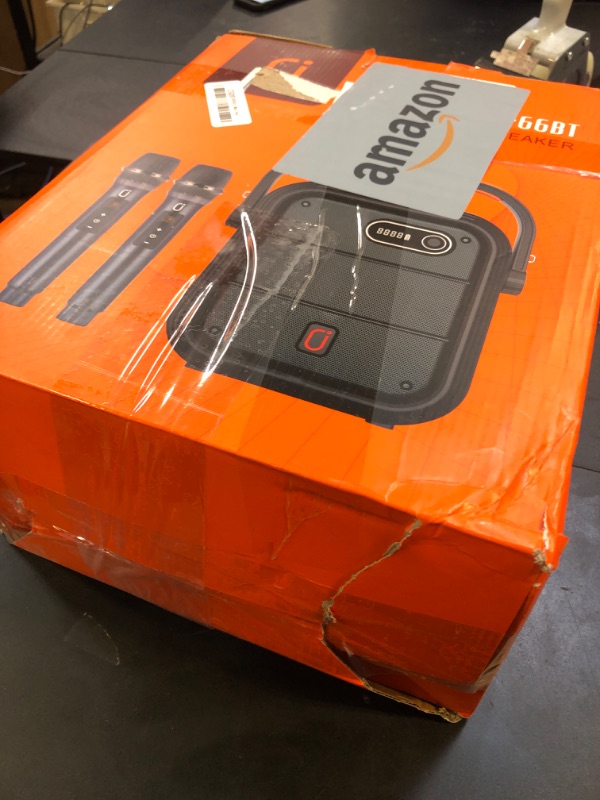 Photo 1 of JYX Karaoke Machine with 2 Wireless Microphones, Portable Bluetooth Speaker PA System with Shoulder Strap, Subwoofer Support TWS, USB, Radio, AUX, REC, Bass&Treble for Home Party/Meeting/Adults/Kids