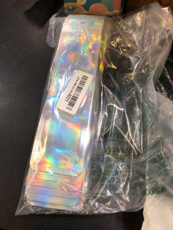 Photo 1 of 100 Pieces Resealable Smell Proof Bags, Flat Clear Food Storage Bags Pouch Aluminum Plastic Packaging Bags, Rainbow Color (2.4x9inch)