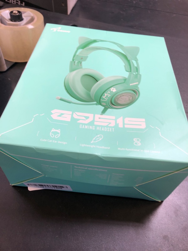 Photo 1 of SOMIC G951S Green Gaming Headset with Microphone for PS4, PS5, Xbox One, PC, Cat Ear Headphones Over Ear with in-Line Mic Control, Stereo Sound for Girls, Woman
