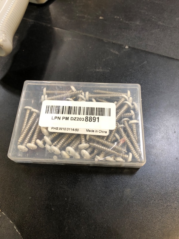 Photo 1 of #10 x 1-1/4" Pan Head Wood Screws, Sheet Metal Screws Self Tapping Screws, Stainless Steel 18-8 (304), White Head, 50 PCS