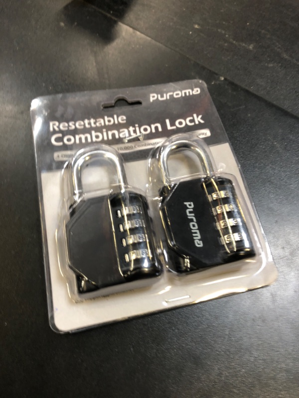 Photo 1 of Puroma 2 Pack Combination Lock for Locker 4 Digit Outdoor Waterproof Padlock for School, Gym, Sports, Fence, Toolbox, Gate, Case, Outdoor, Hasp Storage (Black)