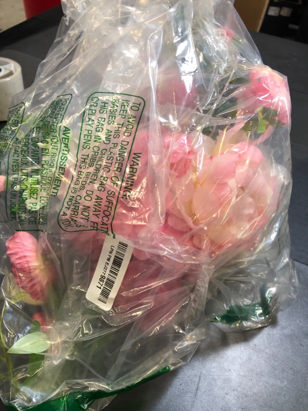 Photo 1 of Artificial Flowers in Vase, WELL KNOWN Silk Hydrangea Bouquet and Peonies Artificial Flowers Table Centerpieces with Faux Water for Home Decor Fake Tulips Flower Arrangements for Table Decor (Fuchsia)