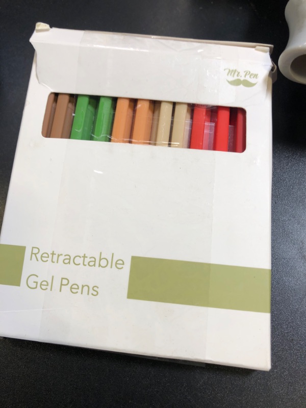 Photo 1 of Mr. Pen- Retractable Gel Pens, 12 Pack, Black Ink, Old Mill Color Barrel Gel Pens, Gel Pens Fine Point 0.5mm, Retractable Pens, Cute Pens, Gel Ink Pens, Aesthetic Pens for Journaling Fine Tip Pens