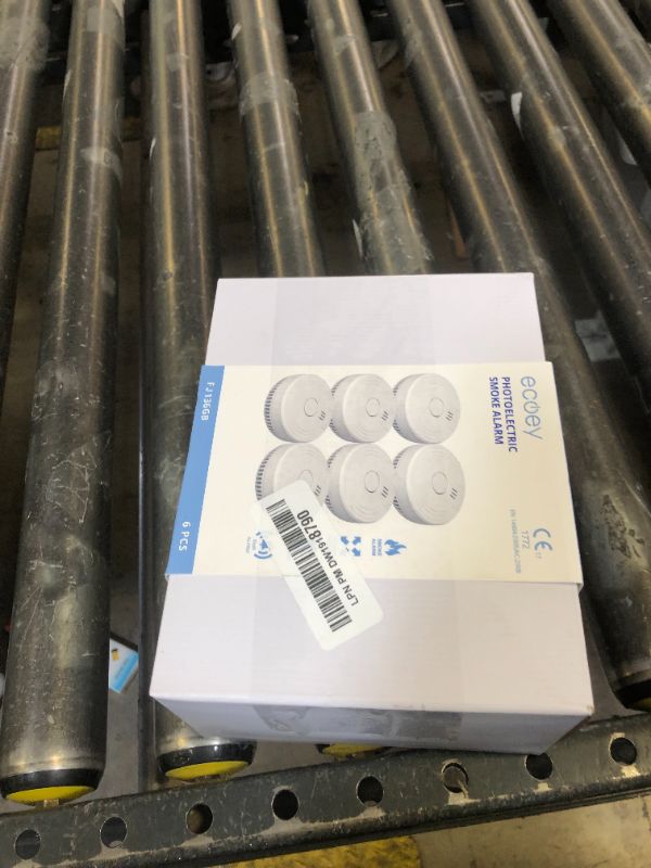 Photo 1 of Ecoey  Alarm Fire Detector, Battery Included Photoelectric Smoke Detector with Test Button and Low Battery Signal, Small Fire Alarm for Home, Bedroom FJ136GB, 6 Packs