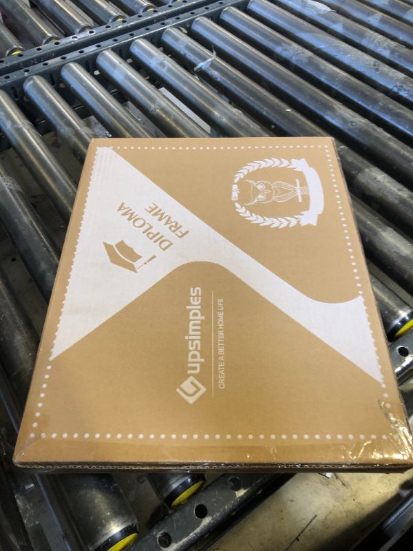 Photo 1 of upsimples 11x14 Diploma Frame with High Definition Glass, Display 8.5x11 Certificate with Black over Gold Mat, Degree Document Frame for Wall and Tabletop, Mahogany with Gold Beads, 1 Pack