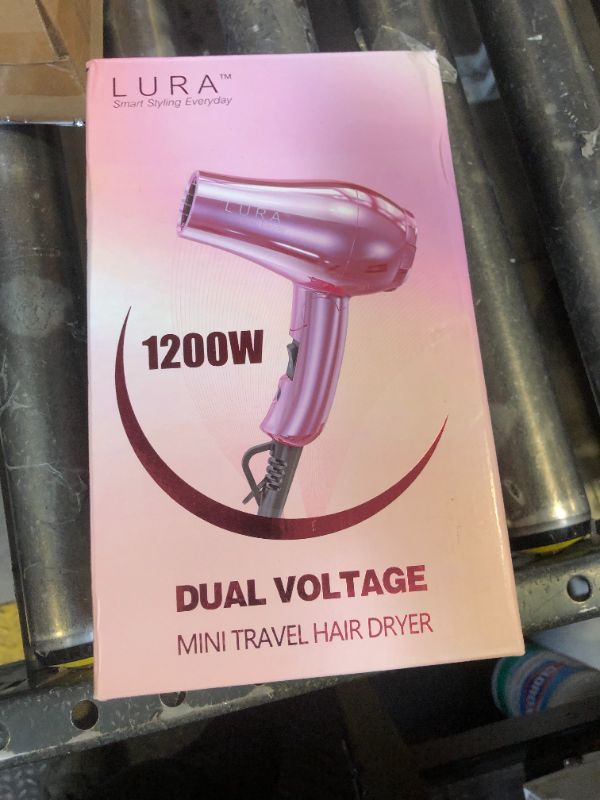 Photo 1 of LURA Mini Portable Travel Hair Dryer:Dual Voltage Small Lightweight Blow Dryer with EU Plug,1200W Compact Hairdryer with Folding Handle,with Concentrator&Diffuser Attachment,for Women and Men