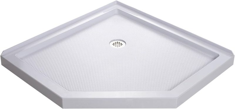 Photo 1 of DreamLine SlimLine 42 in. D x 42 in. W x 2 3/4 in. H Corner Drain Neo-Angle Shower Base in White, DLT-2042420