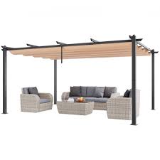 Photo 1 of VEVOR 12'x16' Outdoor Retractable Pergola with Sun Shade Canopy Aluminum Beige

